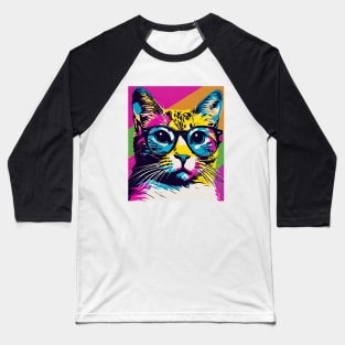 Cat With Glasses Baseball T-Shirt